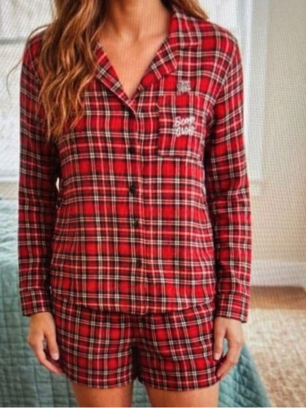 Santa Babe Plaid Pajama Set